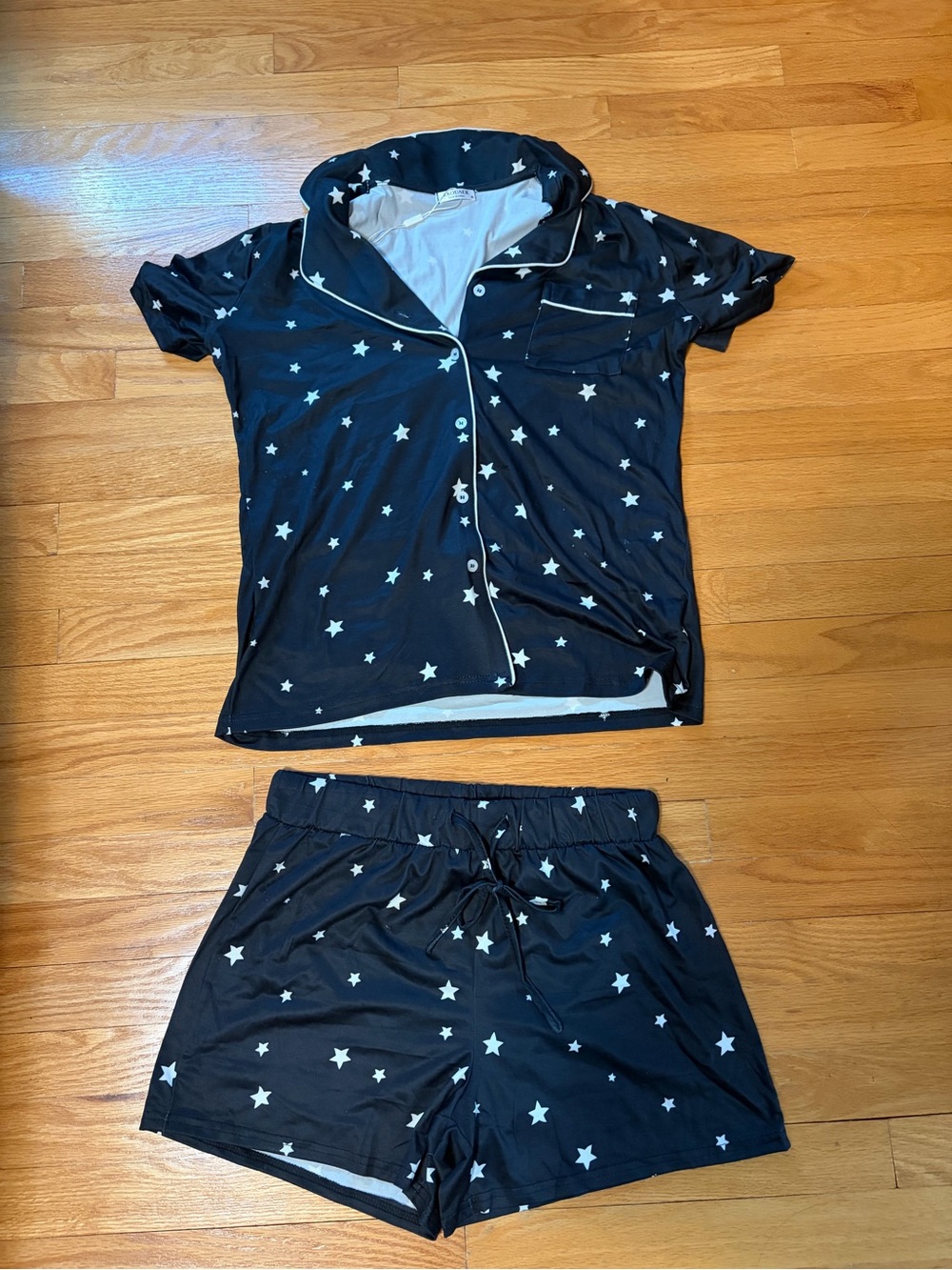 Star Print Black Pajama Set